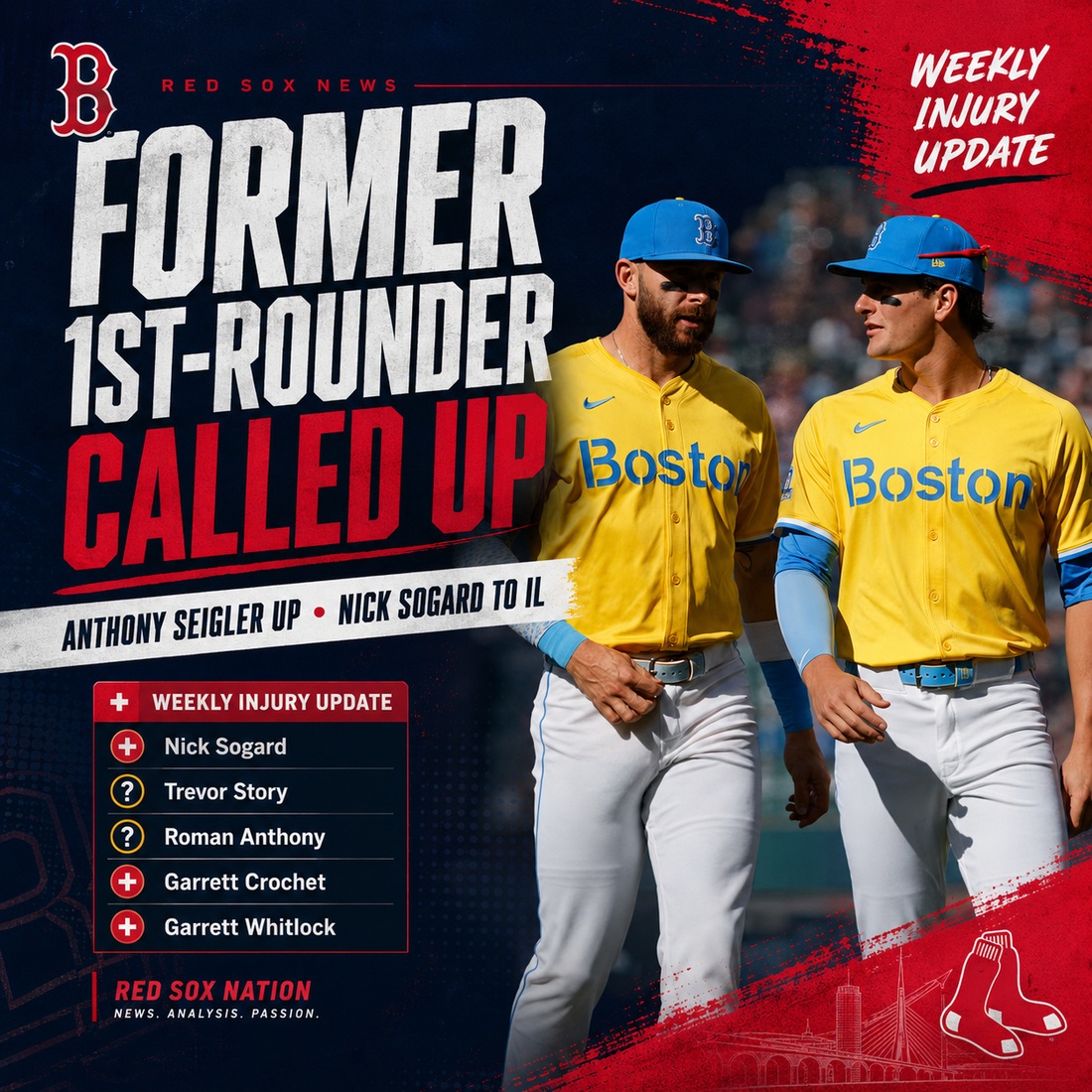 Red Sox Injury Update: Nick Sogard Hits the IL, Anthony Seigler Gets the Call, and Boston’s Depth Is Getting Tested Again