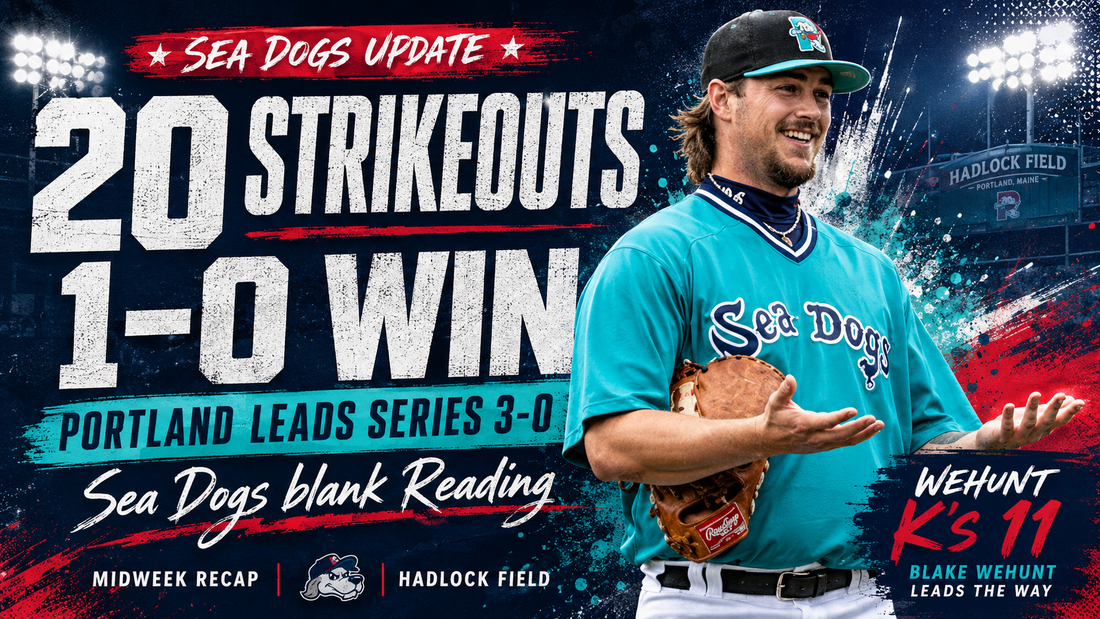 Midweek Sea Dogs Update: Portland Strikes Out 20 and Grinds Out a 1-0 Win Over Reading