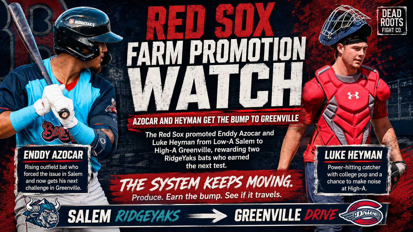 Red Sox Farm Promotion Watch: Enddy Azocar and Luke Heyman Get the Bump to Greenville as the System Starts Moving